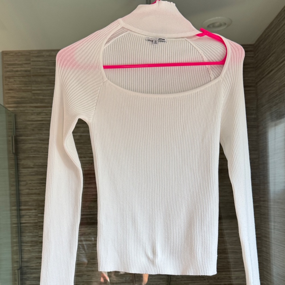 Fashion Nova White Ribbed Sweater